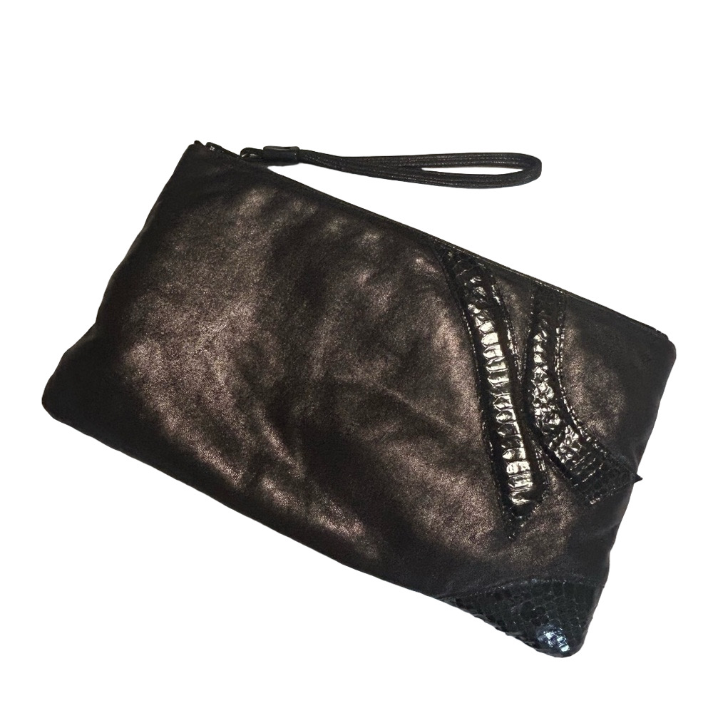 ELEGANZA by J. J . Vintage leather Elegant Black Clutch med Bag